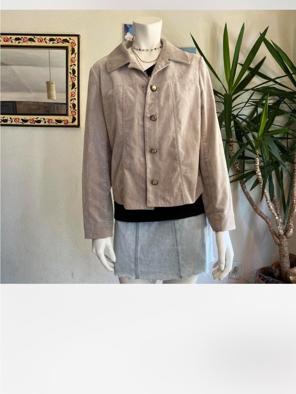 Taupe Suede Button Front Jacket